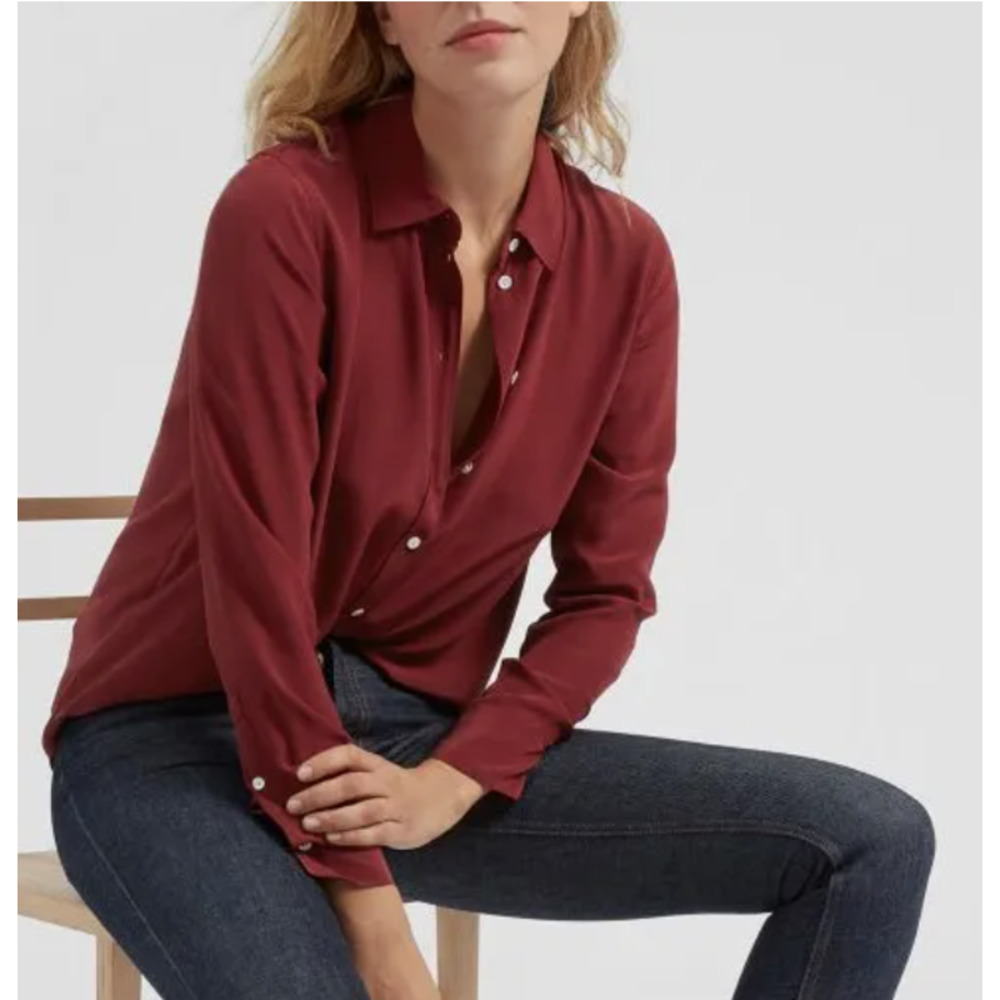 NEW Everlane Silk Button Down Shirt in Red